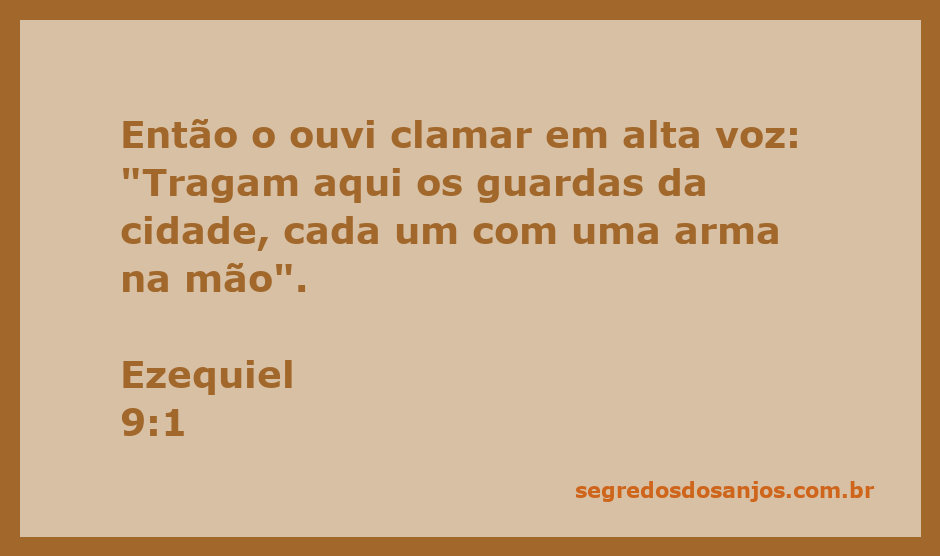 Ilustração de Ezequiel 9:1, onde um profeta clama por guardas da cidade armados.