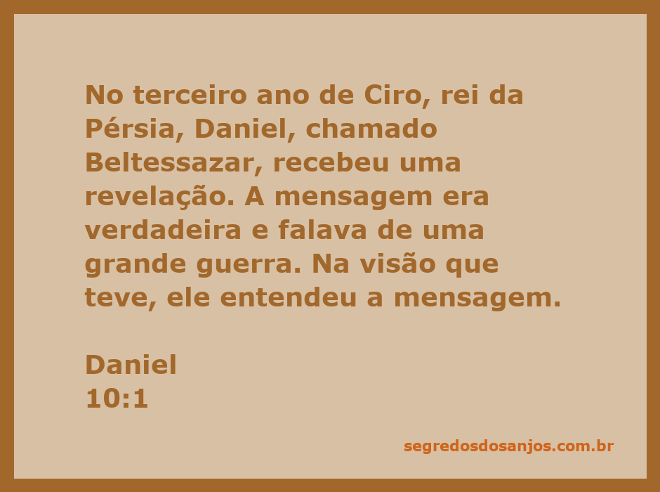 Imagem representativa da revelação recebida por Daniel, destacando a grande guerra mencionada na passagem de Daniel 10:1.