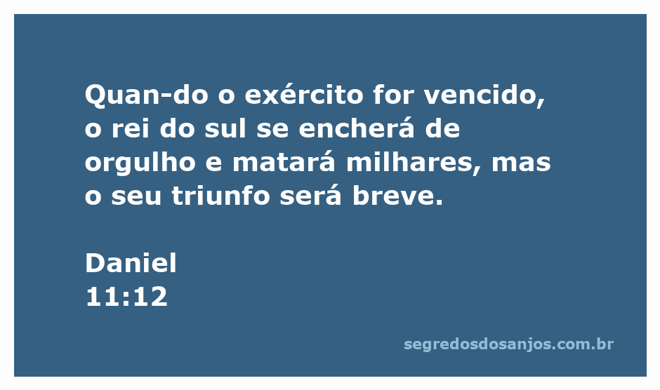 Ilustração do rei do sul em um momento de triunfo efêmero após uma batalha descrita em Daniel 11:12.