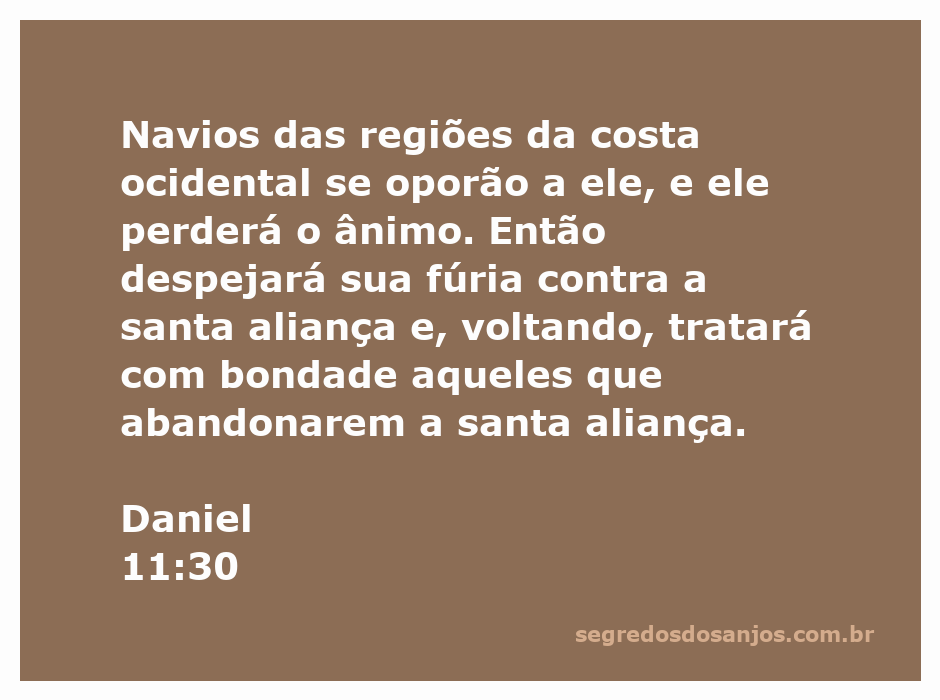 Ilustração do versículo Daniel 11:30, representando navios se opondo a um líder e a fúria contra a santa aliança.