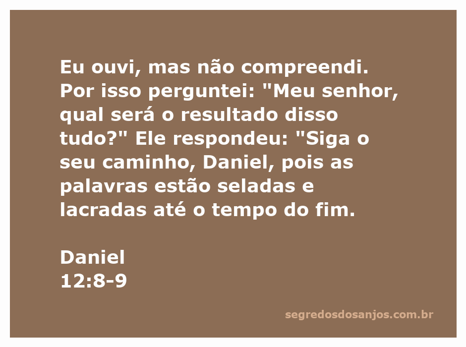 Daniel questionando sobre a visão do futuro e recebendo resposta sobre as palavras seladas.