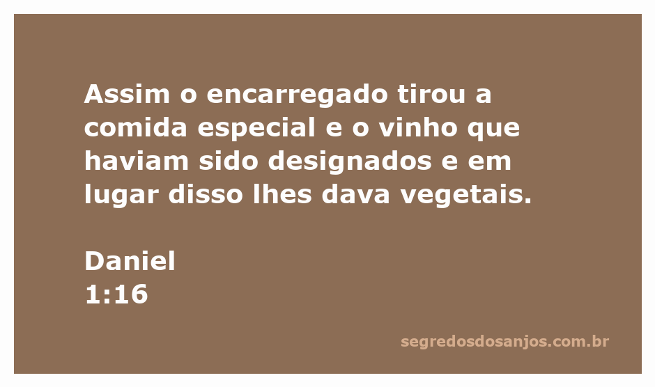 Ilustração de Daniel e seus amigos recebendo vegetais em vez de comida e vinho do rei.