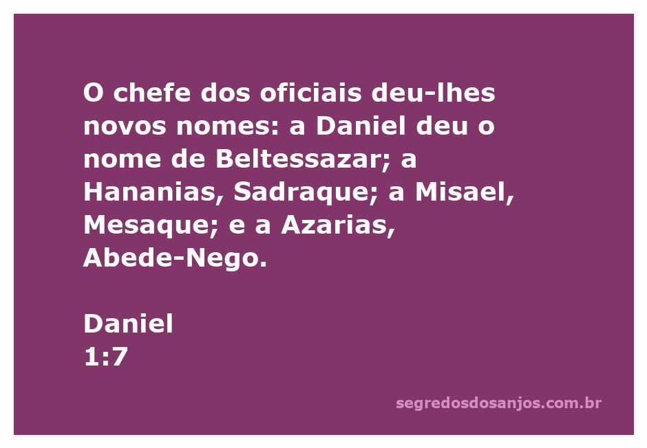 Imagem representando os novos nomes dados a Daniel e seus amigos na Babilônia.