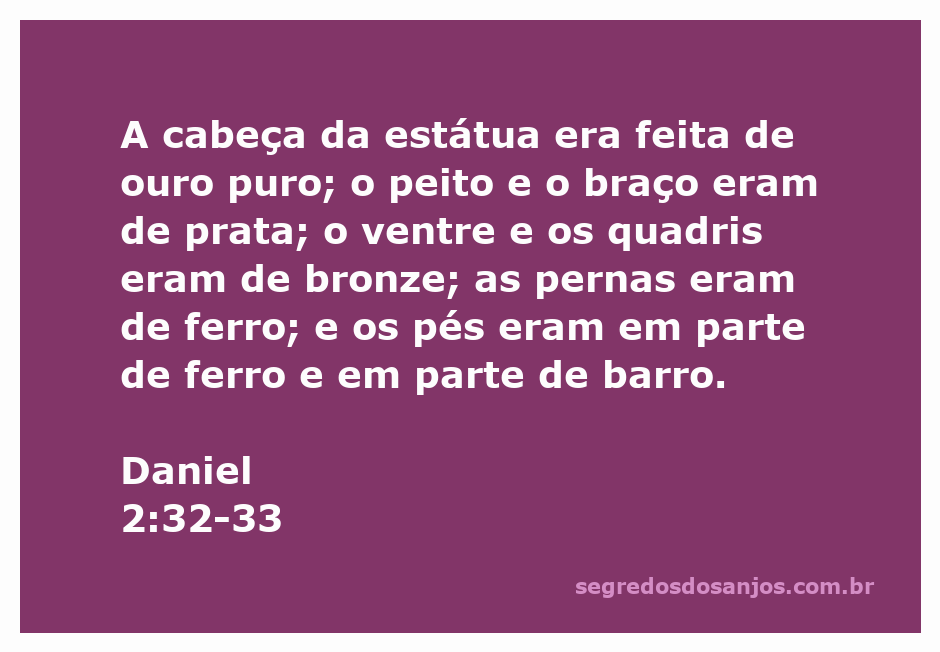 Ilustração da estátua de Daniel com partes de ouro, prata, bronze, ferro e barro.