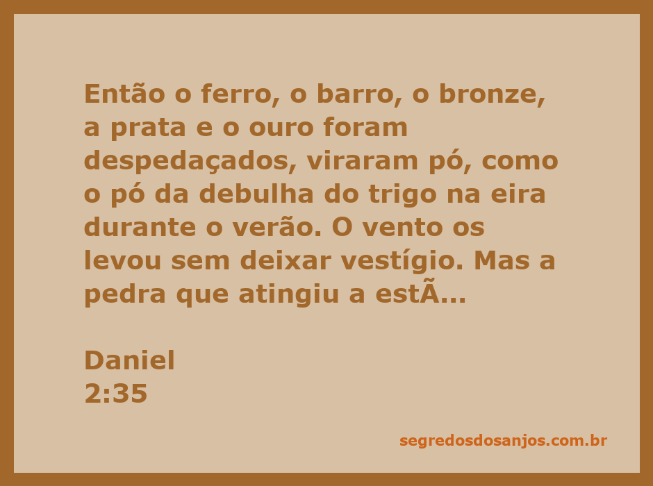 Imagem representativa da estátua mencionada em Daniel 2:35, com materiais como ferro, barro, bronze, prata e ouro se despedaçando e se transformando em pó, enquanto uma pedra se torna uma montanha.
