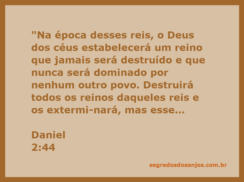Ilustração do versículo Daniel 2:44, destacando o reino eterno estabelecido por Deus.