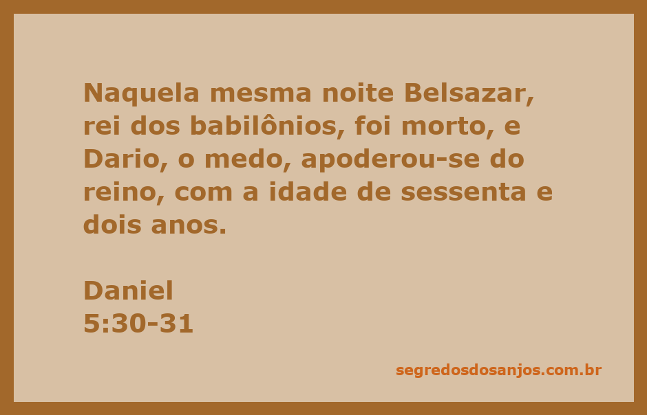 Representação artística da queda de Belsazar e a ascensão de Dario, o medo, após a morte do rei babilônico.