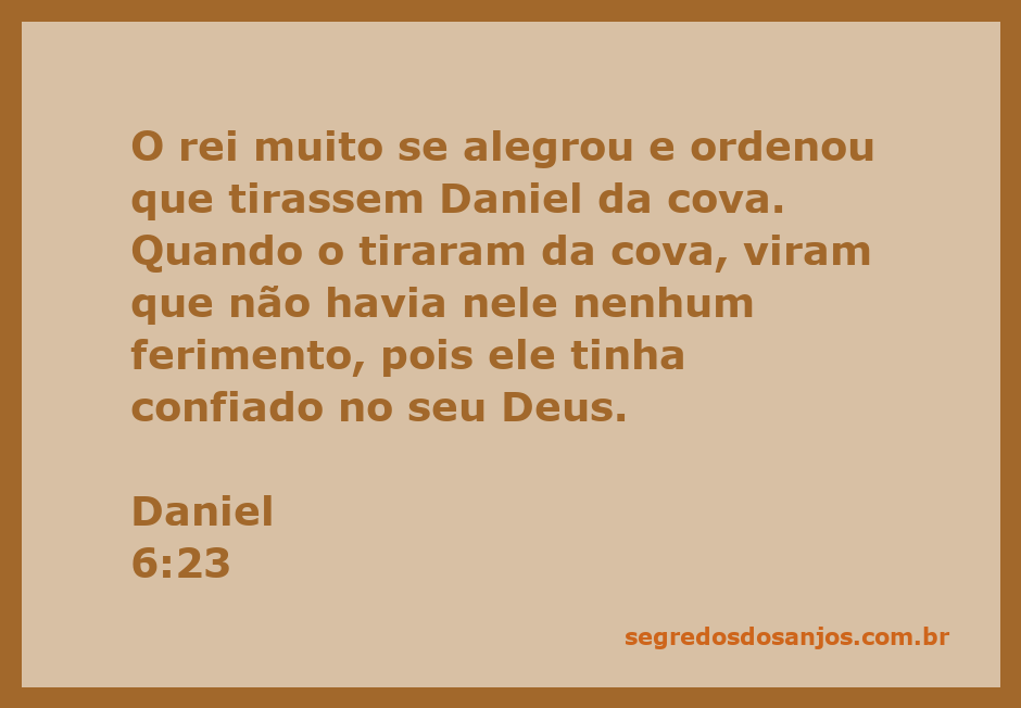 Daniel sendo retirado da cova dos leões, ilustração que representa a proteção divina.