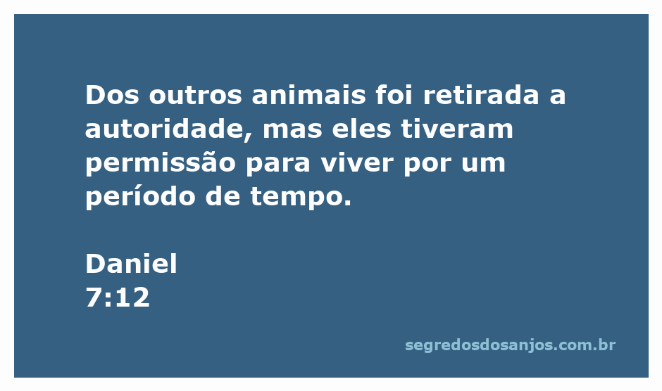 Ilustração representando a passagem de Daniel 7:12, onde a autoridade dos animais é retirada, mas eles continuam a viver.