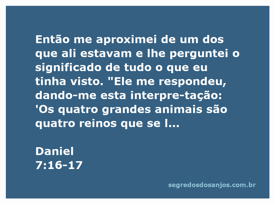 Ilustração de Daniel recebendo a interpretação dos quatro grandes animais que representam reinos.