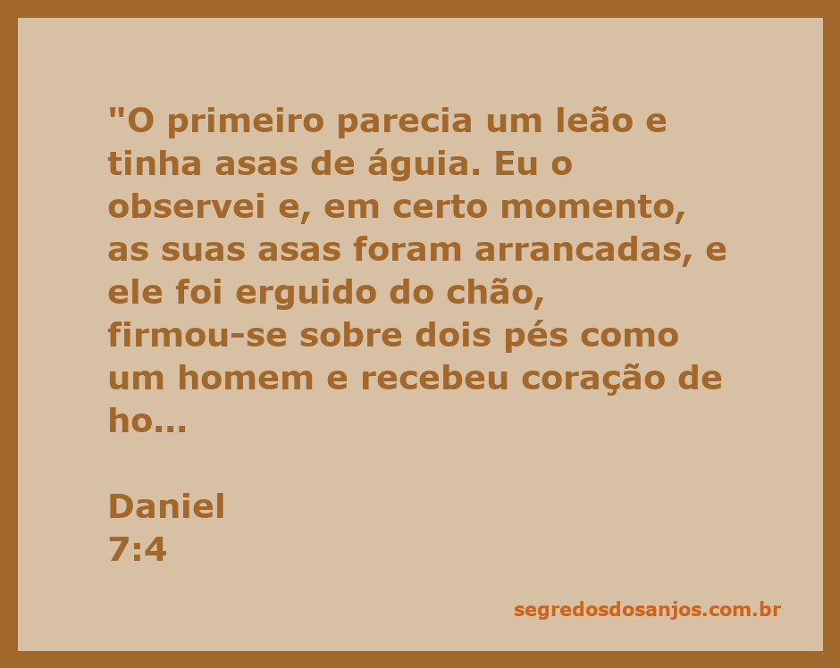Imagem representando a visão de Daniel com um leão alado que perde suas asas e se transforma em um homem.