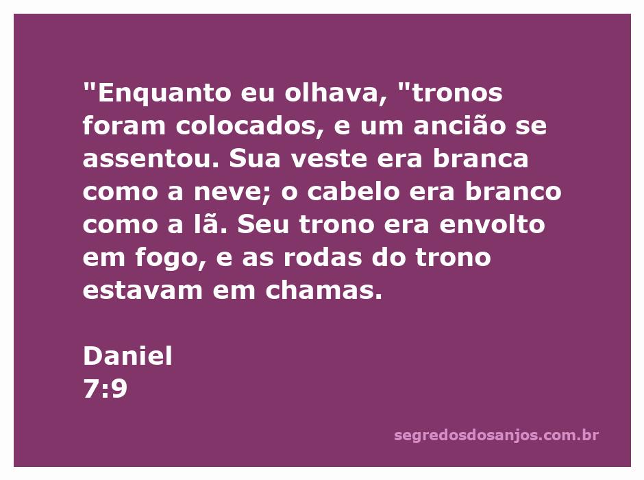 Imagem de um ancião sentado em um trono flamejante, com vestes brancas e cabelo semelhante à lã.