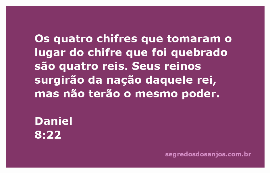 Ilustração representando a profecia de Daniel 8:22 sobre os quatro chifres e seus reinos.