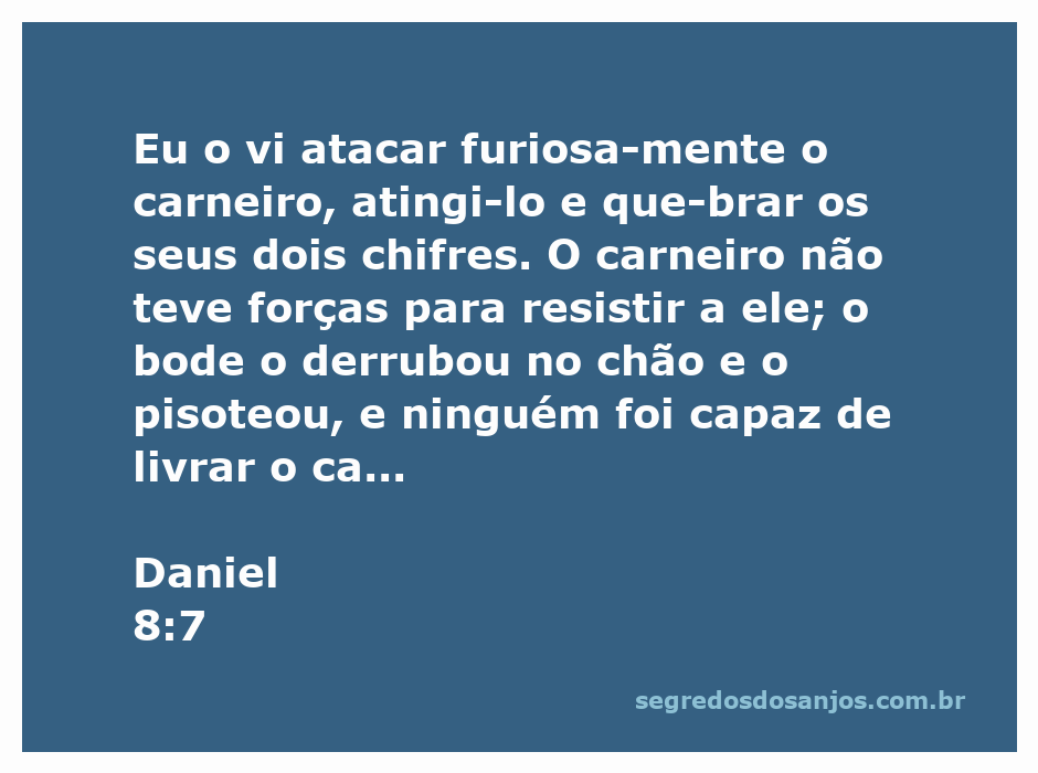 Representação do bode atacando o carneiro, simbolizando a luta entre forças opostas na visão de Daniel.
