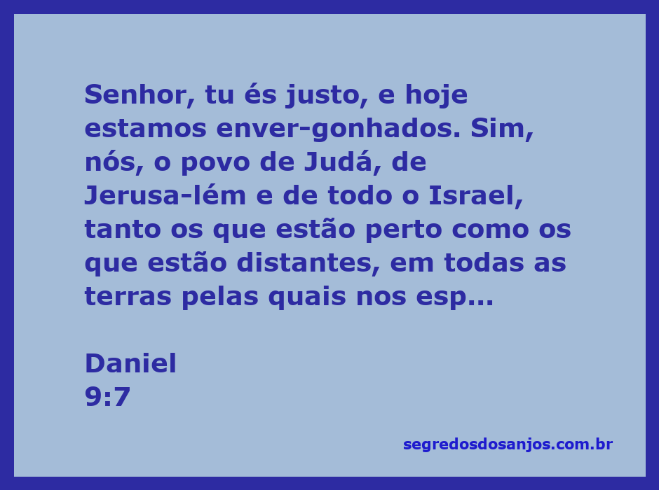 Ilustração do versículo de Daniel 9:7, destacando a justiça de Deus e a vergonha do povo de Judá.