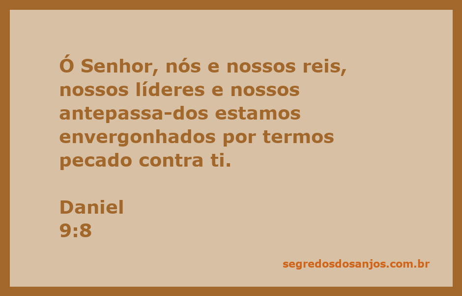 Versículo de Daniel 9:8 expressando arrependimento e vergonha diante de Deus.