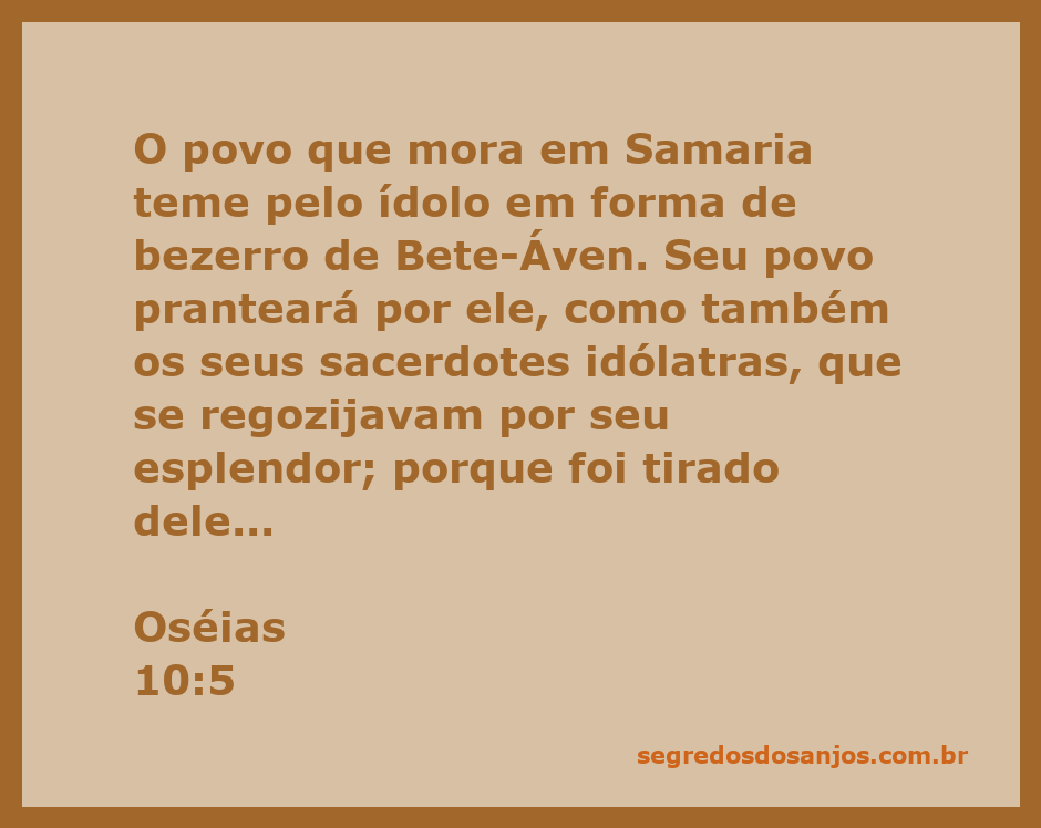 Representação artística do povo de Samaria lamentando a perda do ídolo em forma de bezerro de Bete-Áven.