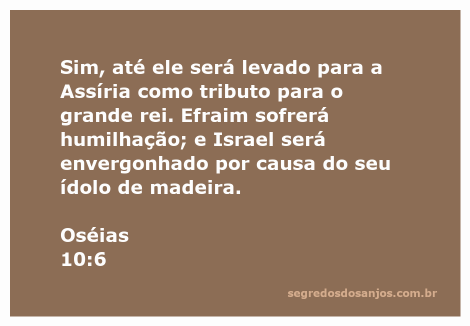 Imagem ilustrativa da passagem de Oséias 10:6, destacando a humilhação de Efraim e Israel por causa de seus ídolos.