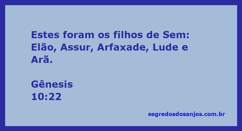 Representação dos filhos de Sem: Elão, Assur, Arfaxade, Lude e Arã.