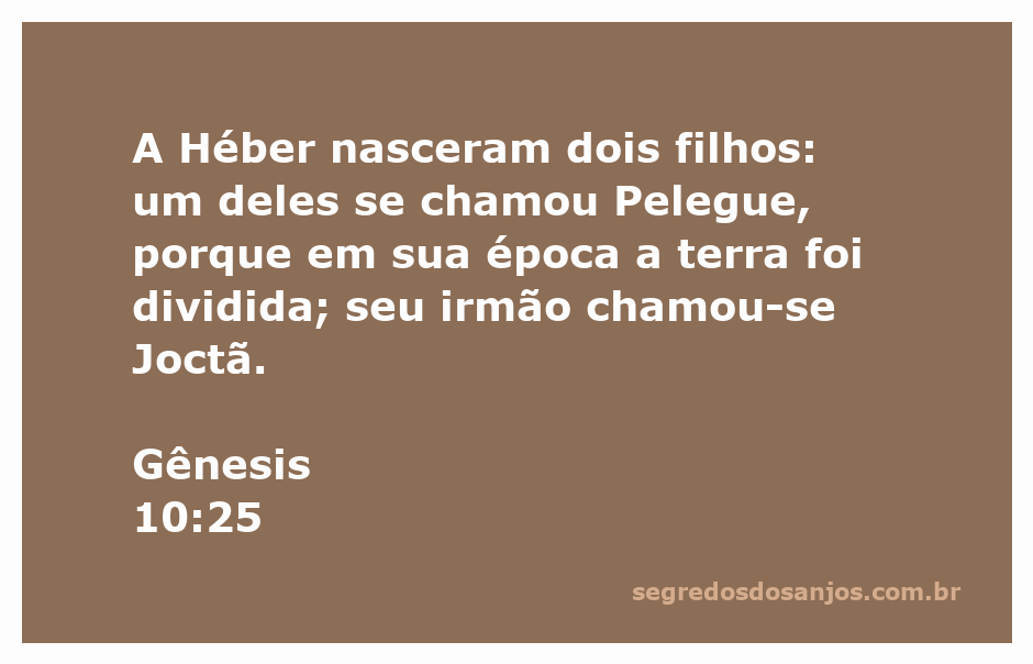 Ilustração da passagem de Gênesis 10:25, destacando Héber e seus filhos Pelegue e Joctã.