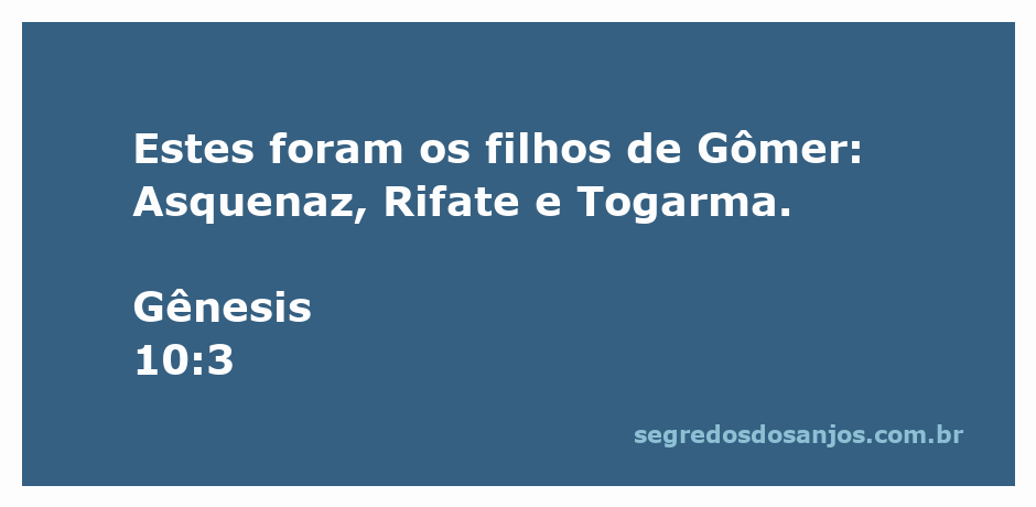 Imagem representando os filhos de Gômer mencionados em Gênesis 10:3: Asquenaz, Rifate e Togarma.