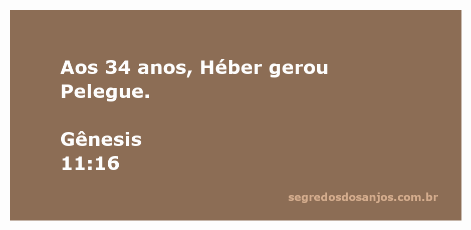 Héber gerando Pelegue aos 34 anos, ilustração do Gênesis 11:16.