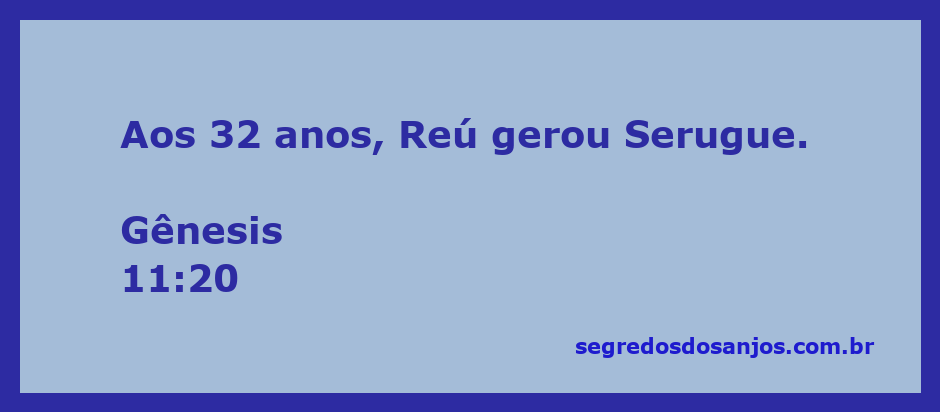 Imagem representativa de Reú gerando Serugue aos 32 anos, conforme Gênesis 11:20.