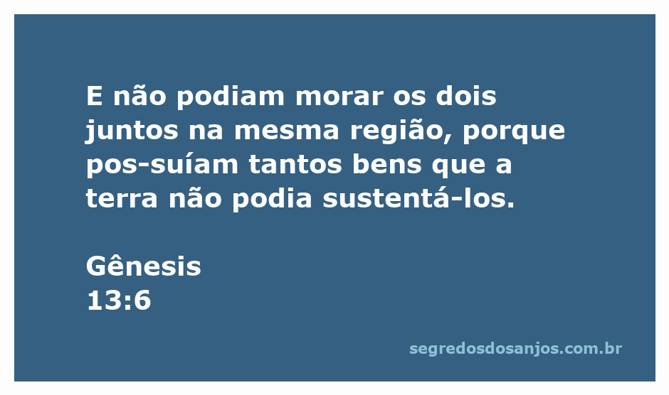 Ilustração de Gênesis 13:6, mostrando a separação de Abraão e Ló devido à abundância de bens.