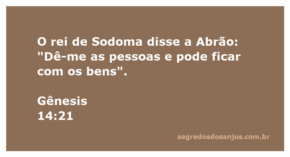 Rei de Sodoma conversando com Abrão sobre bens e pessoas
