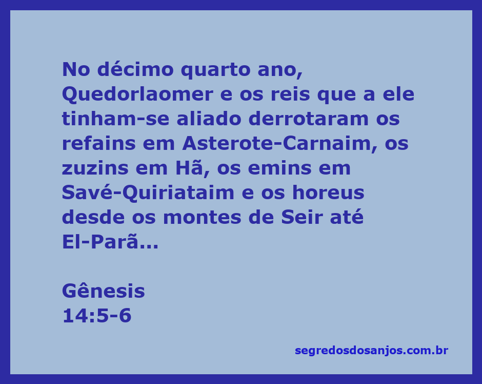 Ilustração da batalha de Quedorlaomer contra os reis e tribos descritas em Gênesis 14:5-6.