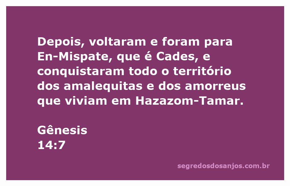 Mapa da conquista dos amalequitas e amorreus em Gênesis 14:7