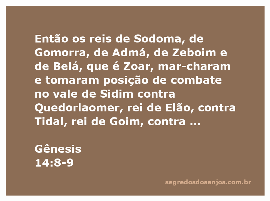 Imagem representando a batalha entre os reis de Sodoma e Gomorra contra Quedorlaomer e seus aliados no vale de Sidim.