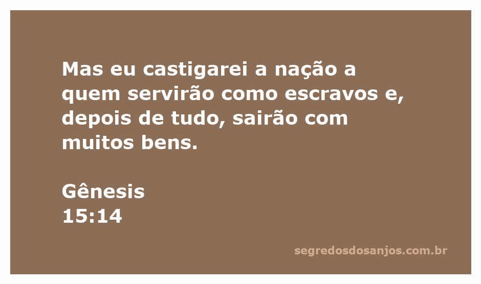 Representação da libertação do povo hebreu com riquezas após a escravidão no Egito, inspirada em Gênesis 15:14.