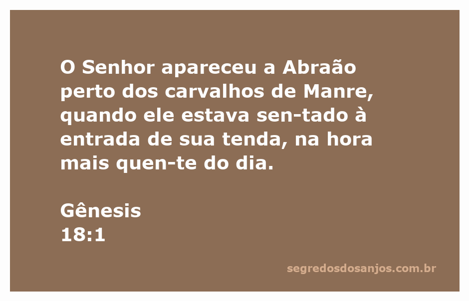 Ilustração de Abraão sentado à entrada de sua tenda sob os carvalhos de Manre, representando a aparição do Senhor.