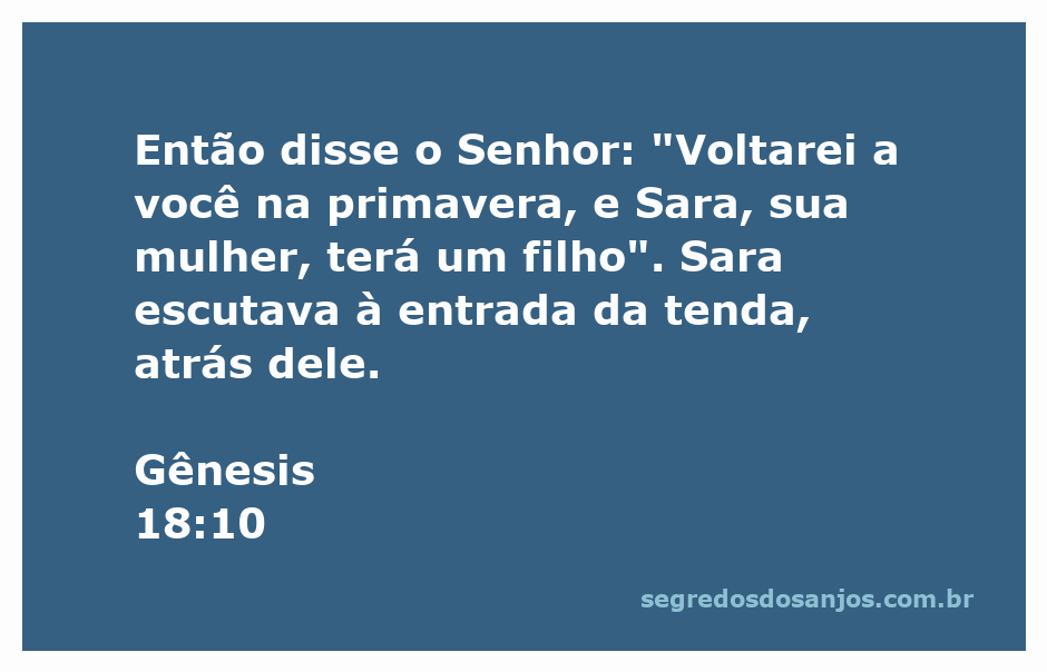Representação da promessa de Deus a Abraão sobre o nascimento de Isaac, com Sara escutando atrás da tenda.