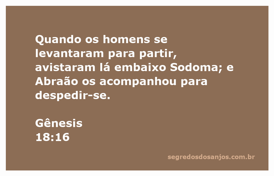Abraão acompanhando os visitantes enquanto avistam Sodoma ao longe.