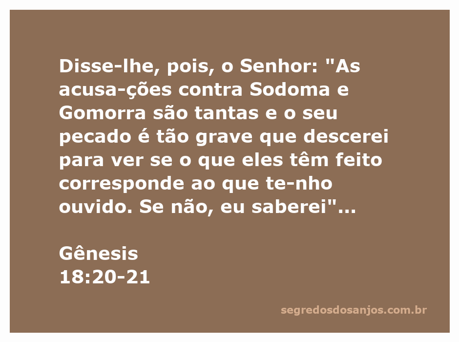 Representação da passagem bíblica Gênesis 18:20-21, onde Deus fala sobre as acusações contra Sodoma e Gomorra.