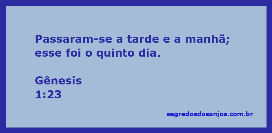 Ilustração do quinto dia da Criação, destacando a passagem de Gênesis 1:23