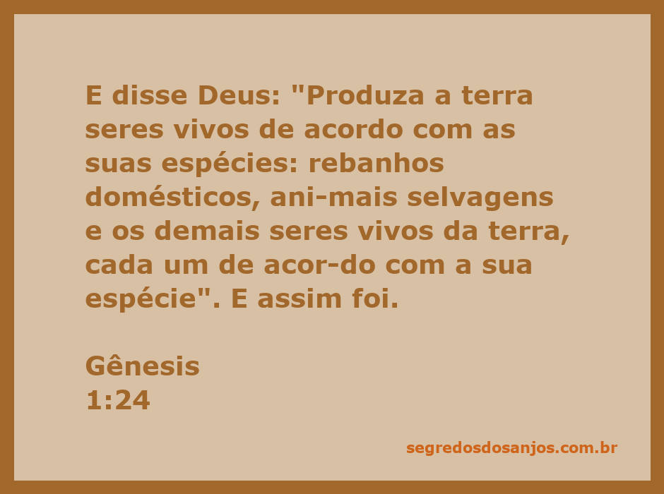 Imagem representando a criação dos seres vivos conforme Gênesis 1:24, mostrando rebanhos domésticos e animais selvagens.