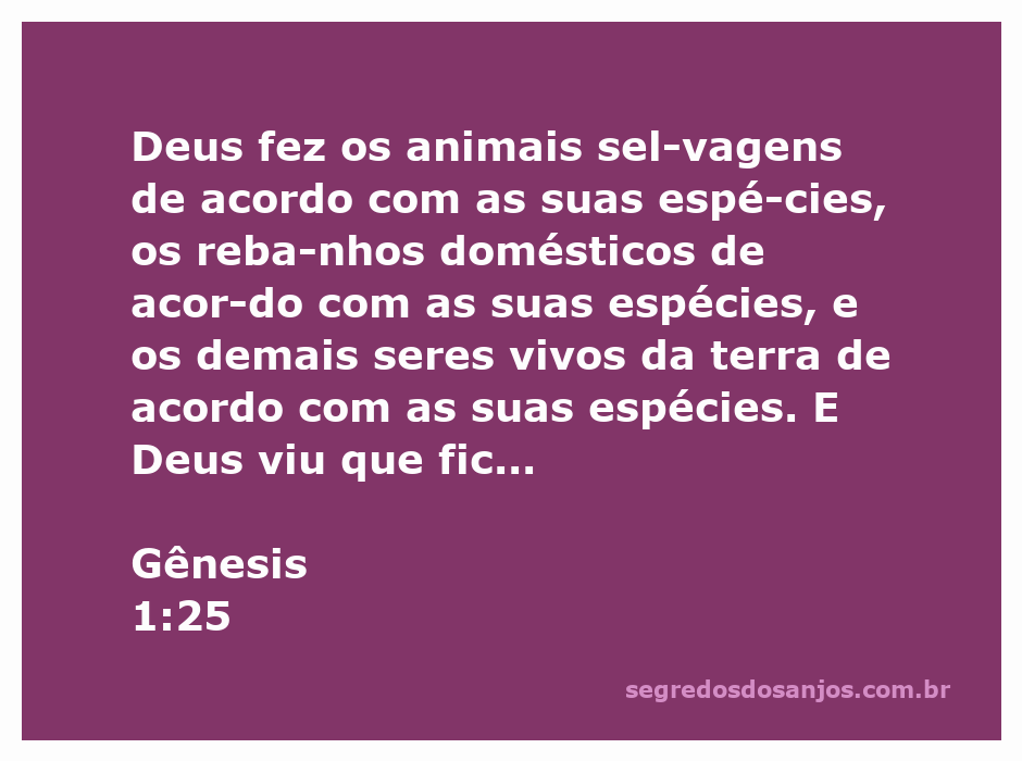 Ilustração de animais selvagens e domésticos representando a criação de Deus segundo suas espécies em Gênesis 1:25.