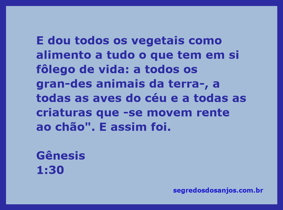 Imagem representando a criação de Deus, mostrando vegetais como alimento para animais terrestres, aves e criaturas do chão.
