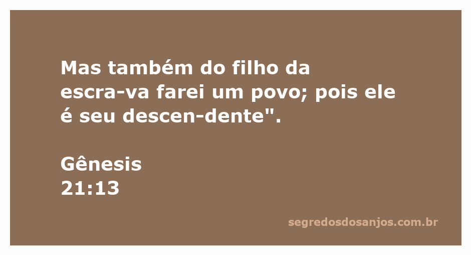 Imagem representativa do versículo Gênesis 21:13, destacando a promessa de Deus sobre o filho da serva.