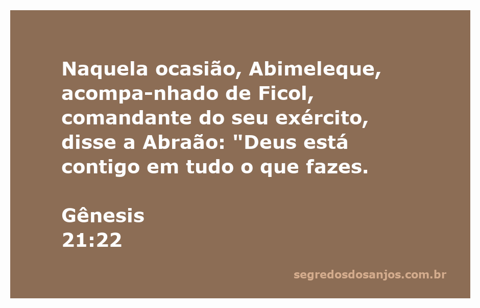 Abimeleque e Ficol conversam com Abraão sobre a presença de Deus em suas ações.