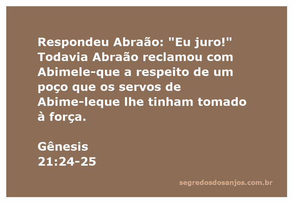 Abraão fazendo um juramento a Abimeleque sobre o poço tomado.