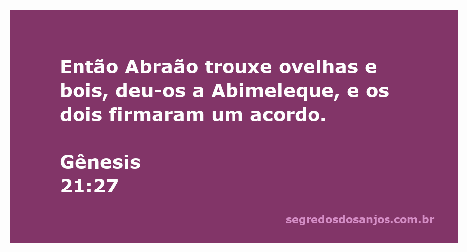 Abraão oferecendo ovelhas e bois a Abimeleque como símbolo de um acordo.