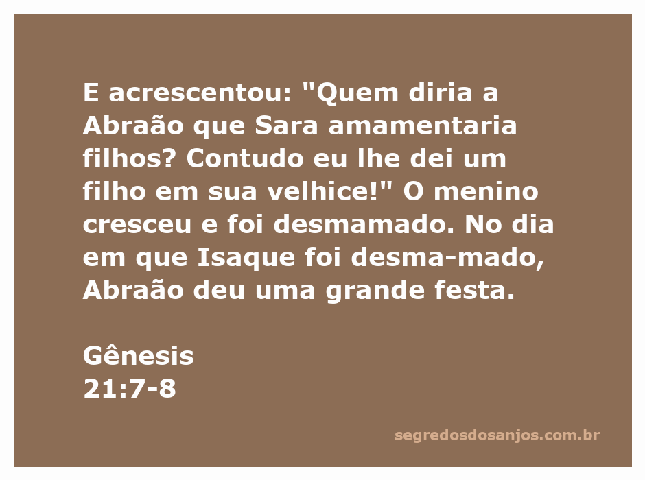 Ilustração de Abraão e Sara celebrando o desmame de Isaque, com uma festa ao fundo.
