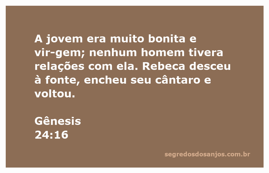 Rebeca, a jovem descrita em Gênesis 24:16, enchendo seu cântaro na fonte.