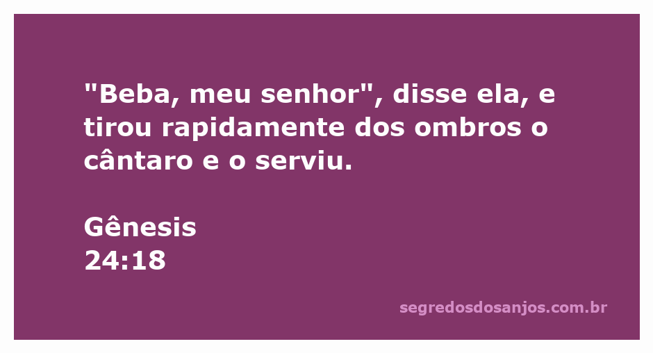 Uma jovem mulher oferecendo água a um homem, simbolizando hospitalidade e serviço, inspirada em Gênesis 24:18.