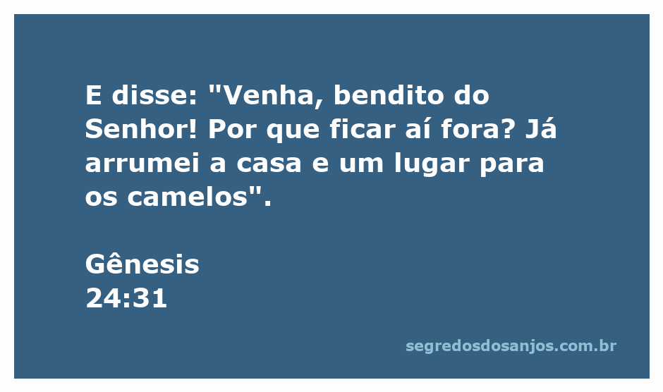 Cenário de hospitalidade bíblica com camelos e uma casa acolhedora, simbolizando a bênção do Senhor.