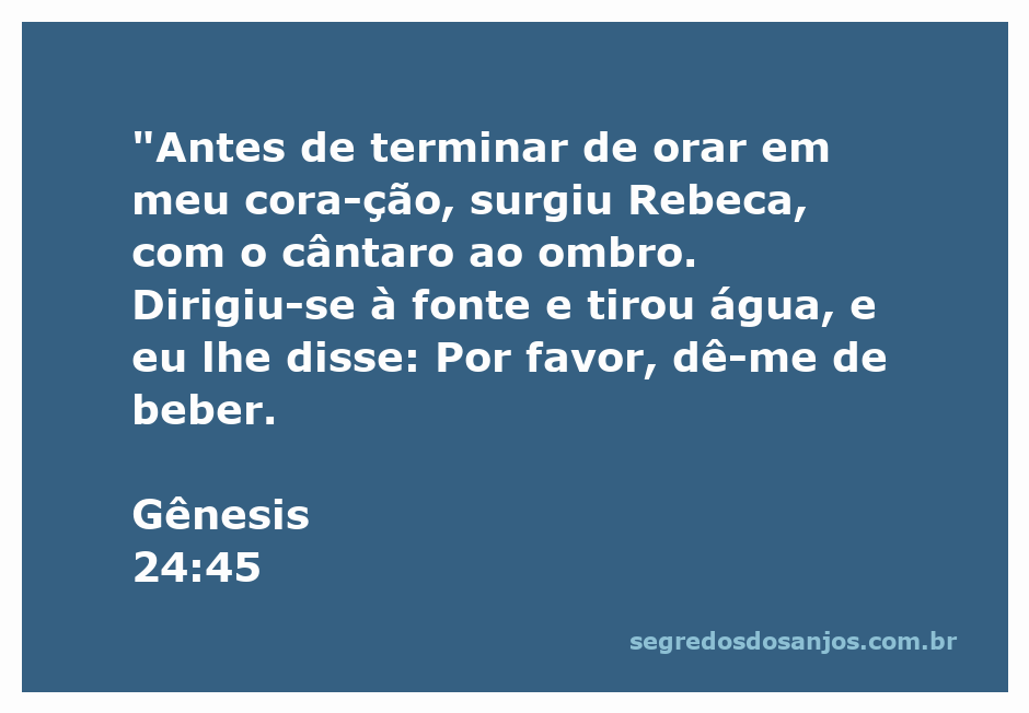 Rebeca trazendo água da fonte, simbolizando a hospitalidade e a providência divina.